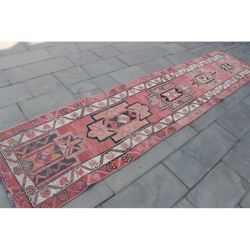 Tapis de couloir anatolien rétro rouge turc - idéal pour les couloirs - tapis en laine fait à la main Herki