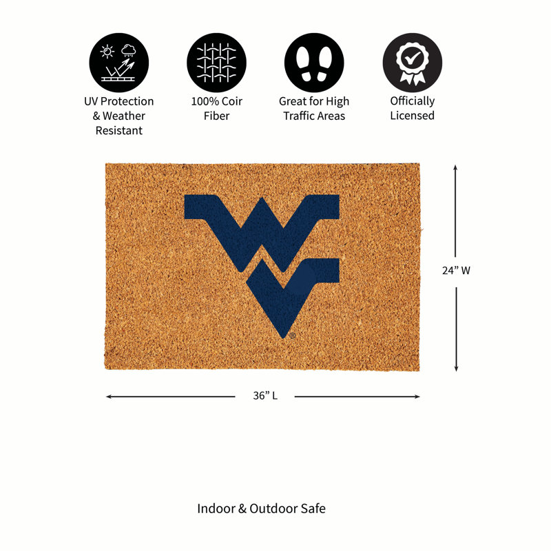Grand tapis couleur coco de l'Université West Virginia, 36 po x 24 po
