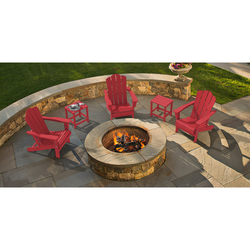 Wolak Foldable Outdoor Adirondack Chair, Red
