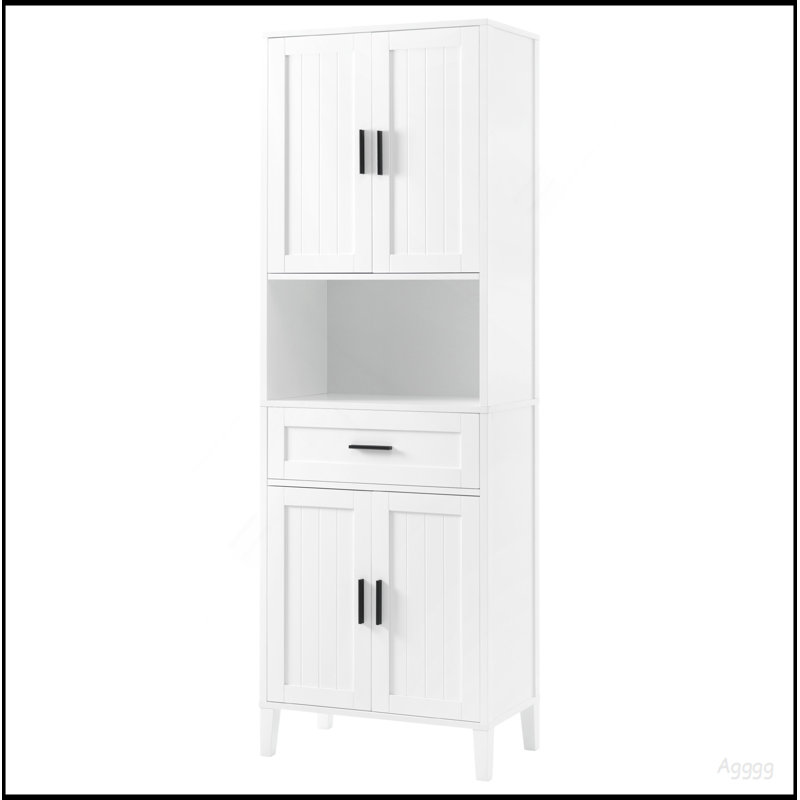 70.9" High Freestanding Tall Bathroom Cabinet With A Drawer, 2 Cabinets, 4 Soft-Close Doors, 2 Adjustable Shelves, Open Storage, For Bathroom, Living Room, Laundry Room