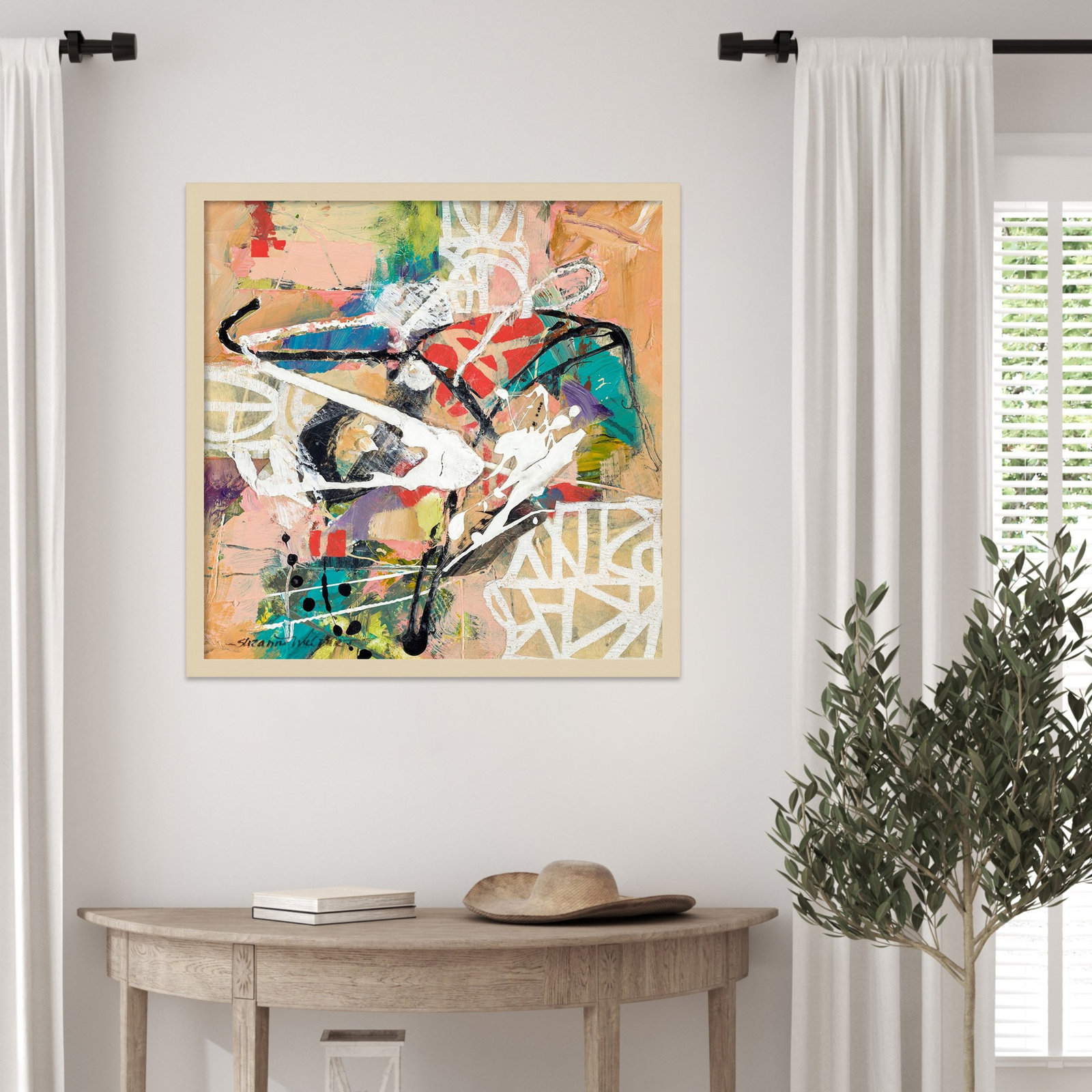 Talk 2 Me by Sutter Wood Framed Wall Art Print, 25" H x 25" W, Brown