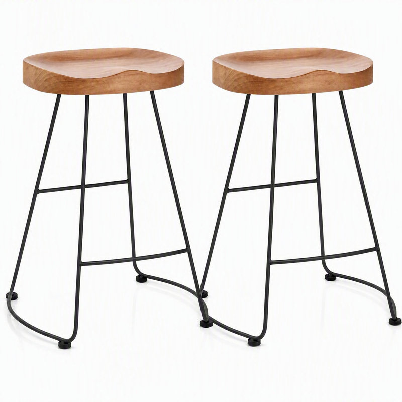 Tabouret de bar en bois massif Seleukos, Chêne / Noir
