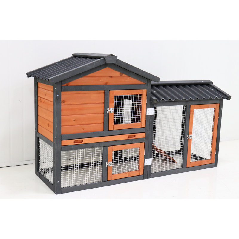 Cage pour animal de compagnie en bois massif 58 po avec intérieur spacieux et plateau de nettoyage