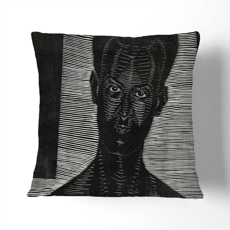 Portrait of a Man Scatter Cushion, 55cm H x 55cm W x 20cm D, Stone