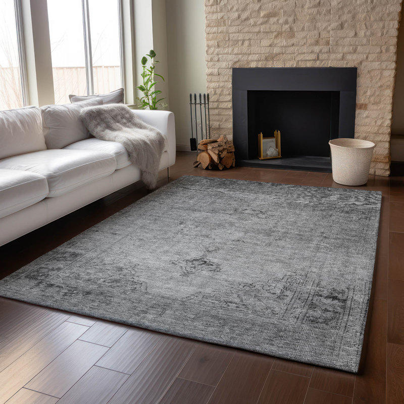 Tapis gris Premium lavable à la machine Fehr, Rectangle 9 pi x 12 pi