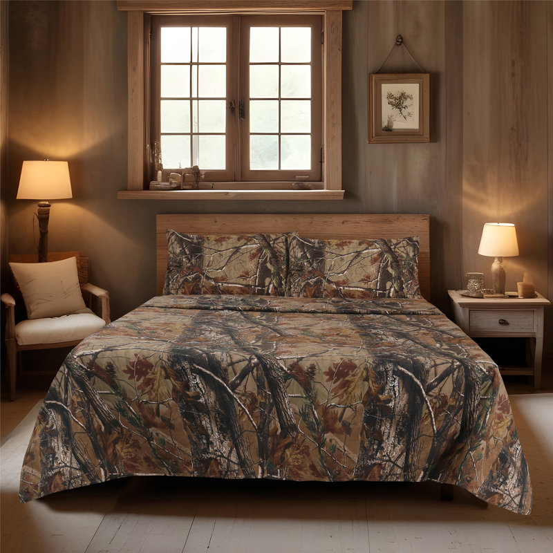 Realtree All Purpose Camo Bedding  Sheet Set Polycotton Rustic Farmhouse Bedding for Lodge, Cabin & Hunting Bed Set – Perfect for Outdoor Camouflage Bedroom