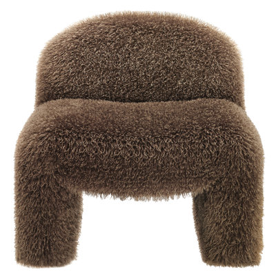Mina Faux Fur Accent Chair In Brown
