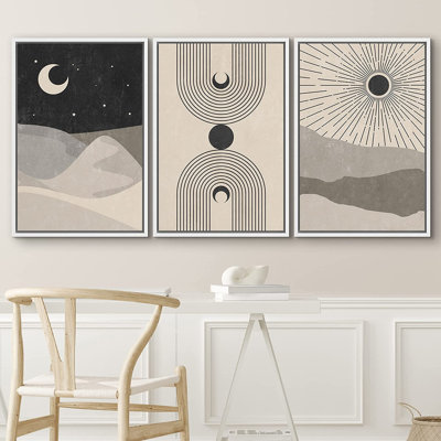 «Mid Century Modern Boho», ensemble de 3 impressions sur toile