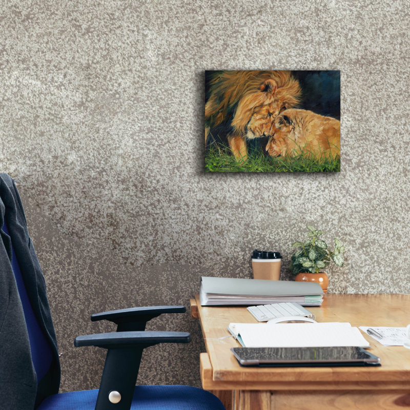 «Lion Love2» par David Stribble, art mural sur toile, H 12 po x l 16 po x P 0,75 po