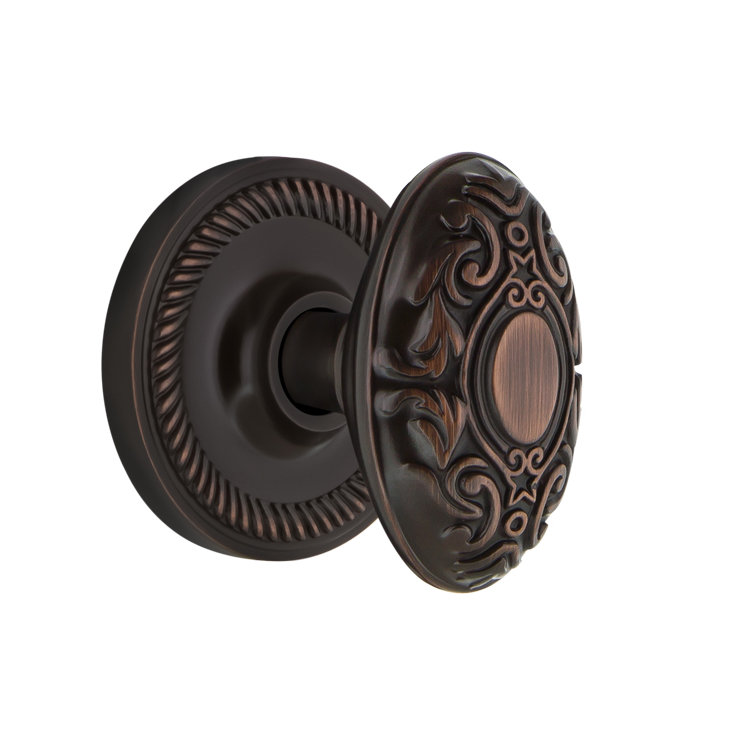 Rosette en corde avec bouton de porte victorien, Bronze intemporel, 2 3/8 po