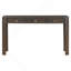 Console rustique avec coins arrondis pour plus de sécurité et 3 tiroirs dissimulés, table d'appoint robuste avec pieds épais, finition expresso, idéale pour le salon.