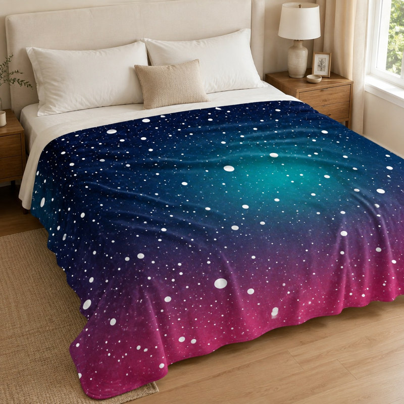 Galaxy Print Throw Blanket, Starry Night Sky Galaxy Pattern, Ultra Soft, Lightweight, Breathable, All-Season, Skin-Friendly, Machine Washable, Decorative, for Sofa, Couch, Living Room and Bedroom