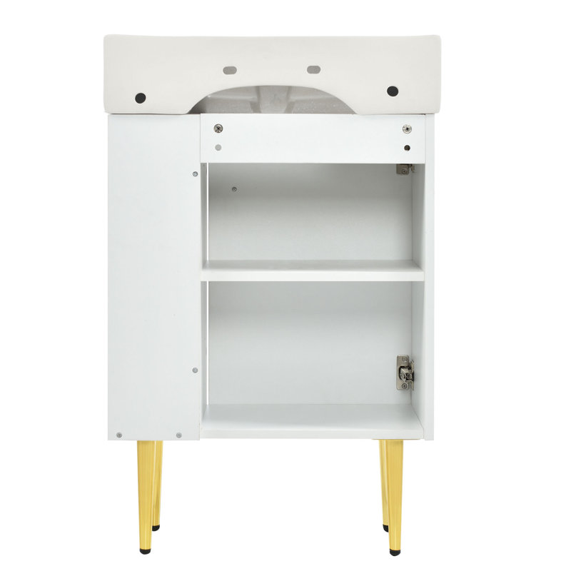 Meuble-lavabo 21,6 po avec lavabo en céramique, Blanc