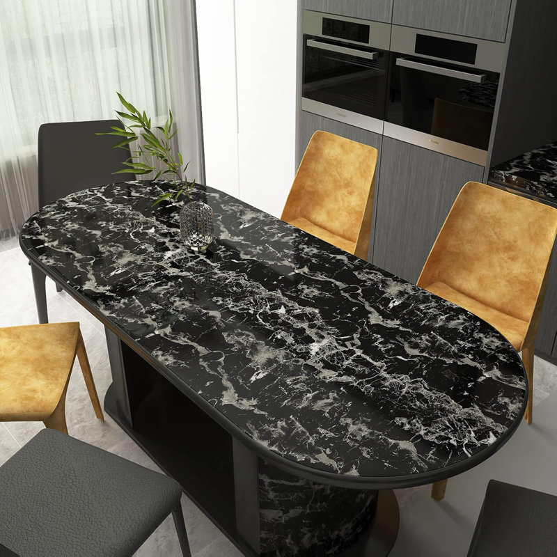 Marble Contact Paper Peel And Stick Waterproof Vinyl Wallpaper For Kitchen Countertops And Furniture, Black
