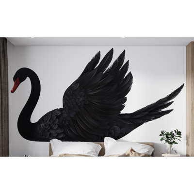 Black Swan Wall Decal, Swan Wall Sticker, Elegant Bird Wall Art, Dark Swan Bedroom Decor, Gothic Bird Wall Decor, Large Swan Wall Decal 422GM