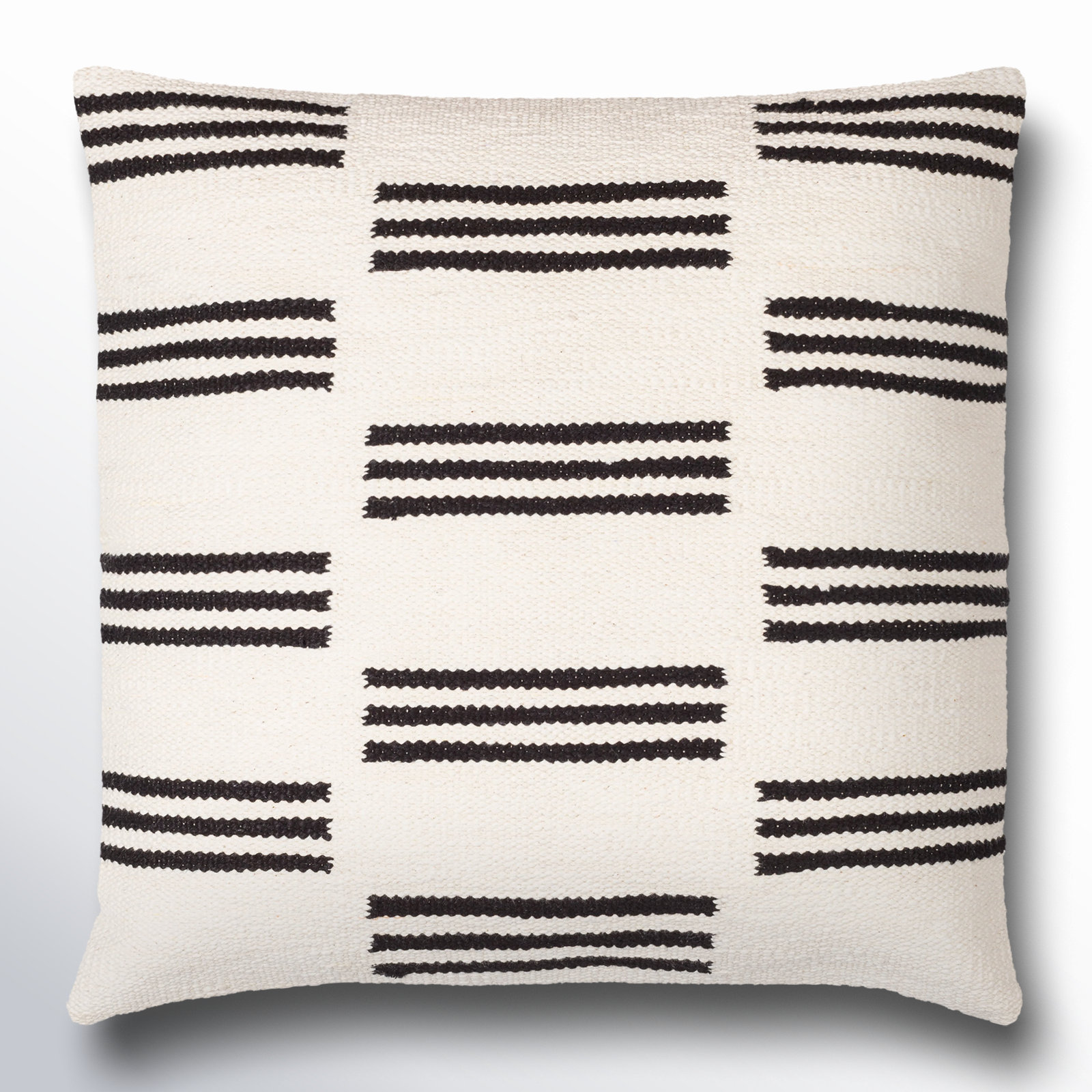 Chanterelle Embroidered Cotton Throw Pillow, 18" x 18", Polyester/Polyfill, White/Black