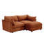 2 places assises avec repose-pieds et 1 tiroir de rangement amovible en chenille orange sous chaque siège, conception unique en forme de croissant, coussins enroulés autour des coussins, décoration passepoilée sur les bords des coussins,-1166173499