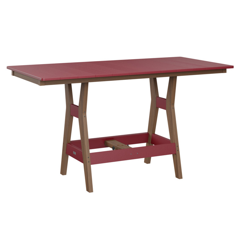 Harbor Outdoor Bar Table, Antique Mahogany, Scarlet Red, 38.87" H x 66" W x 33" D