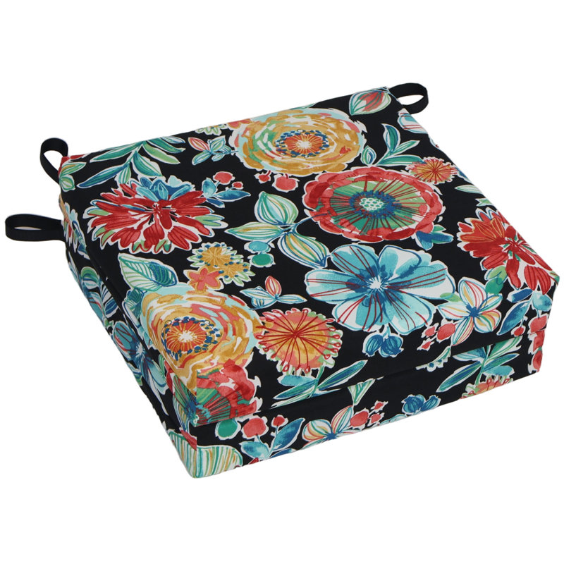 Indoor/Outdoor Adirondack Chair Cushion, Black/Red/Orange Floral, 3" H x 20" W x 19" D