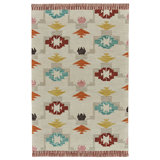 Auguste Geometric Handmade Tufted Wool Ivory/Crimson Area Rug