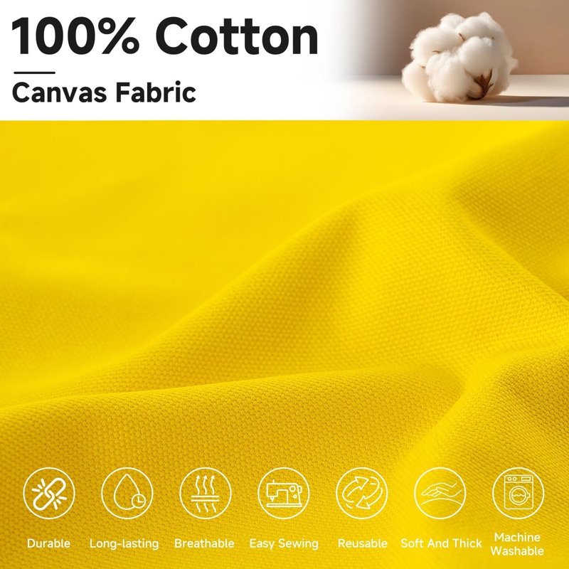 Toile 100% coton naturel par la cour - 59 pouces de largeur, Yellow