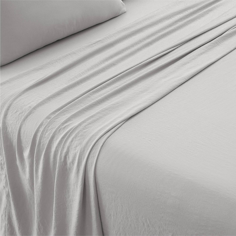 Aeropostale 6 Piece Premium All Season Microfiber Sheet Set, 4 Pillow Cases, 1 Fitted Sheet, 1 Flat Sheet, Fits Mattresses up to 16” Deep, Full Size, Gray