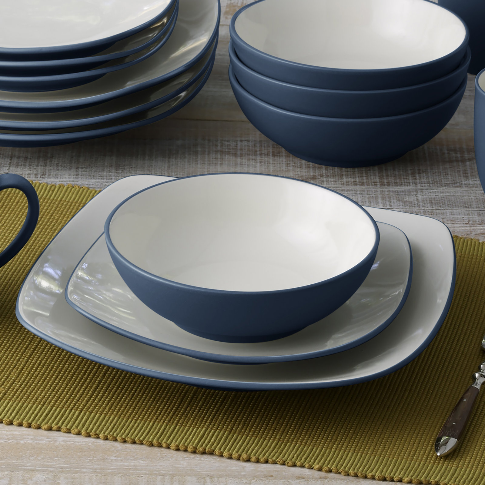 Noritake Colorwave Square Dinner Plates, 10-3/4", Blue