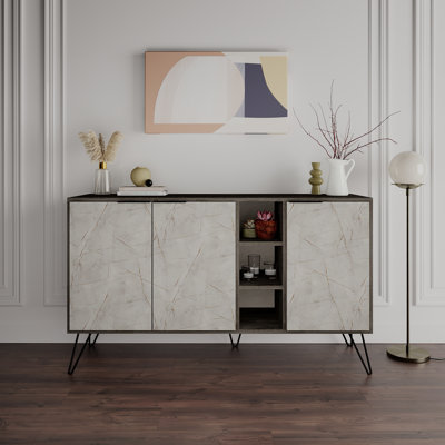 Jaycee 142 Cm Wide Sideboard | Stylish Storage Cabinet with Metal Hairpin Legs
