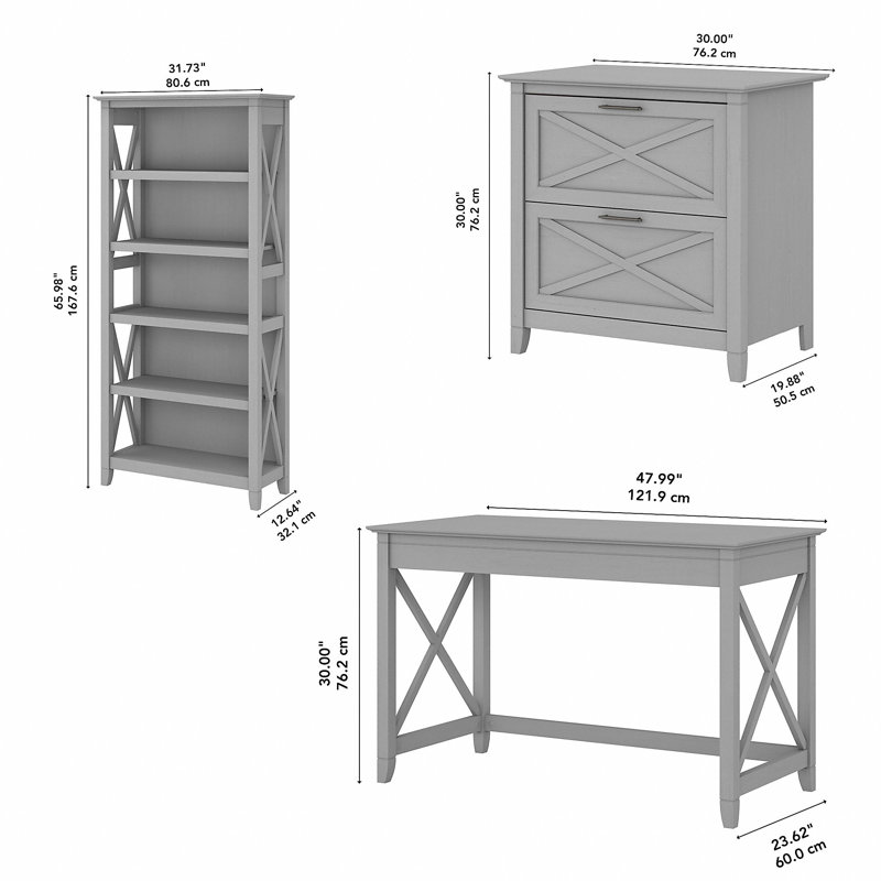 Huckins 3 Piece Writing Desk Office Set, Cape Cod Gray