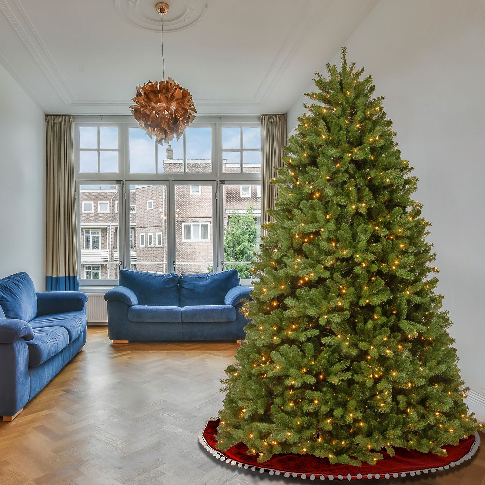 Frosted 7.5' Pre-Lit Spruce Christmas Tree, 6.5'