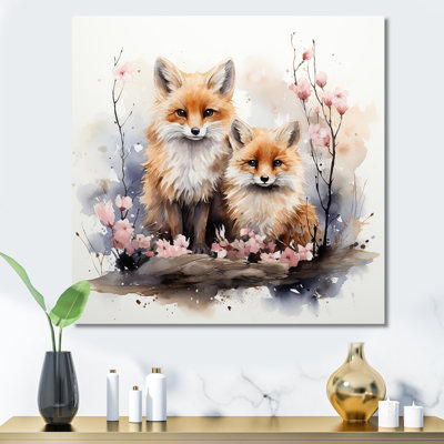 Foxs Elegant Forest Florals Grace IV - Renard, art mural animal