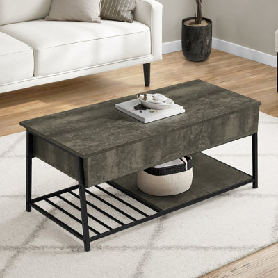 Table basse, cocktail, plateau relevable, rectangulaire, rangement, salon, métal, contemporain, moderne