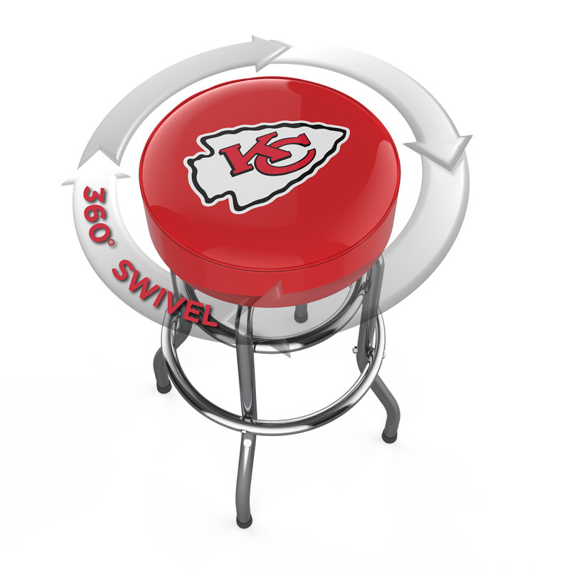 Commercial Grade Chrome Swivel Bar Stool with Vibrant Team Colors  , Kansas City Chiefs