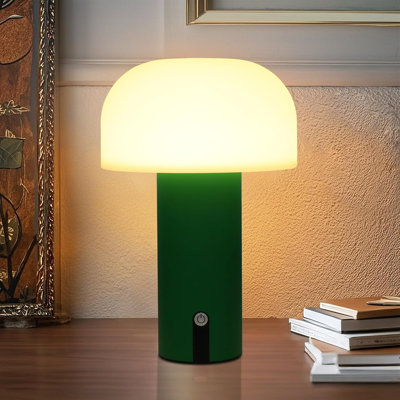 Lampe de table rechargeable d'extérieur pour champignon de 9 po petite sans fil avec douche à batterie 4000 mah, lampe de table imperméable à contrôle tactile, éclairage continu, lampes de chevet portatives, veilleuses pour chambre à coucher, patio