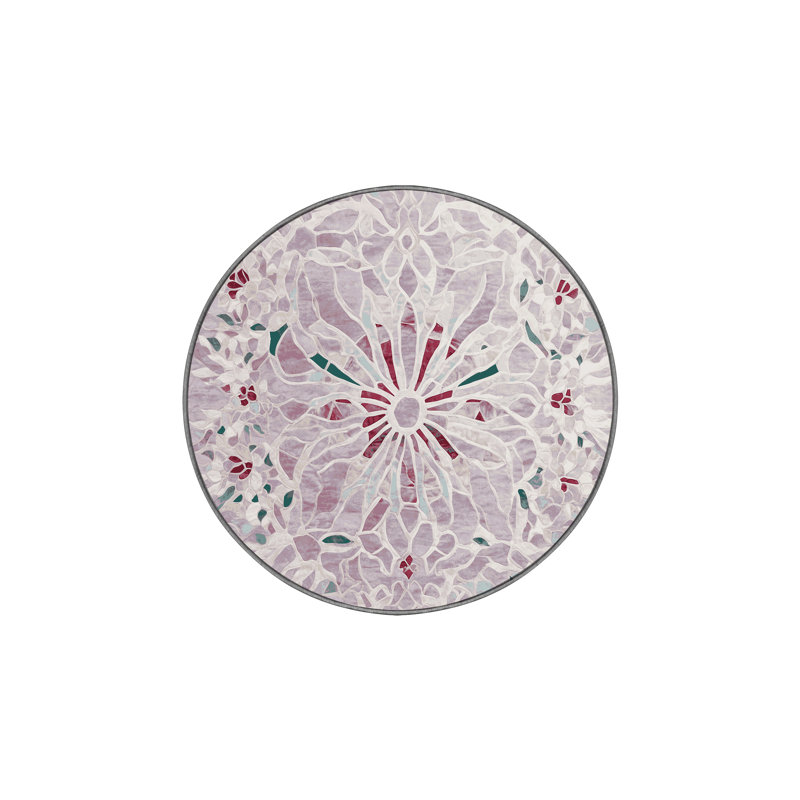Machine Washable Gray Area Rug, Round 5'