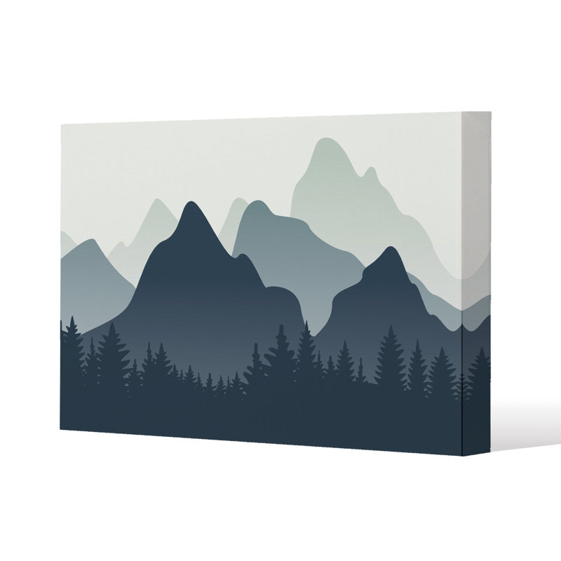 mountain landscape illustration Slim Style Canvas Print , 15mm Slim Real wood., 70cm H x 100cm W