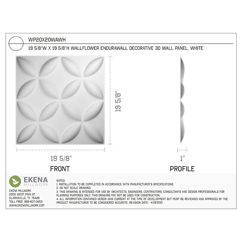 White 19.63" Textured 3D PVC Wall Panel