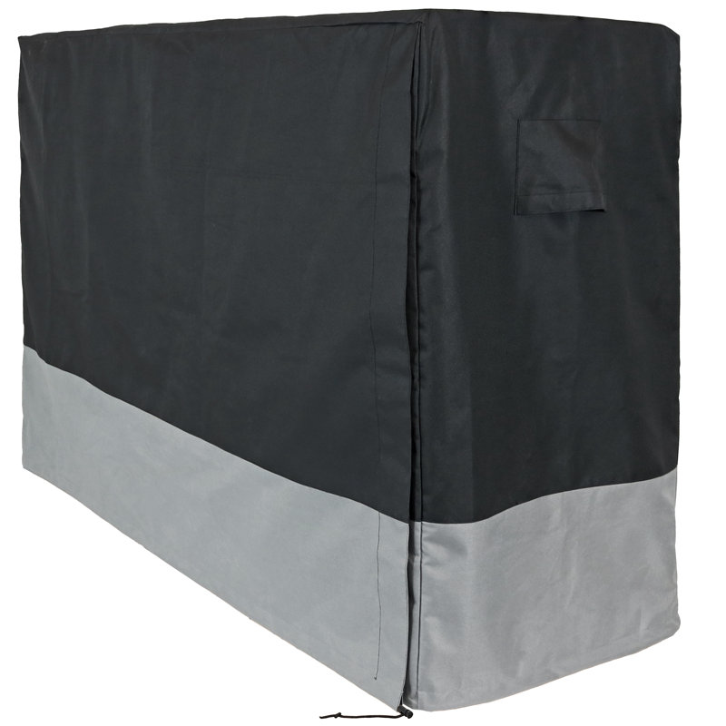 Soderquist 22" x 74" x 44.5" Gray and Black Stripe Firewood Log Rack Cover, 44.5"H x 74"W x 22"D