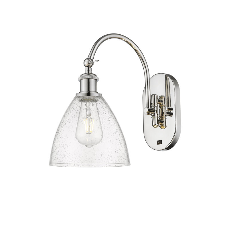 Bras pivotant en verre Amenda, Ampoule non incluse, Nickel poli