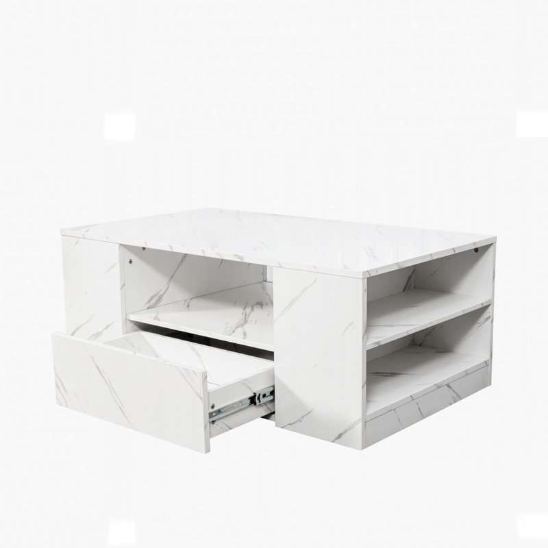 Coffee Table with Sliding Tabletop, White