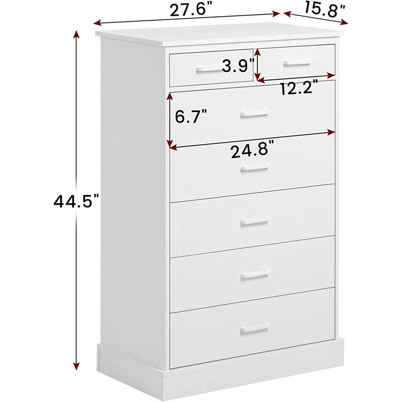 White Tall 7-Drawer Wood Storage Dresser