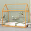 Lit simple en forme de maison, lit de plancher de couleur bois