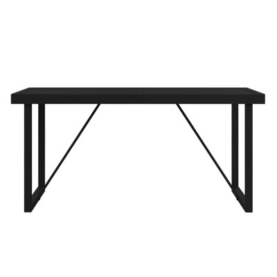 Weldin Dining Table with Parasol Hole in Black