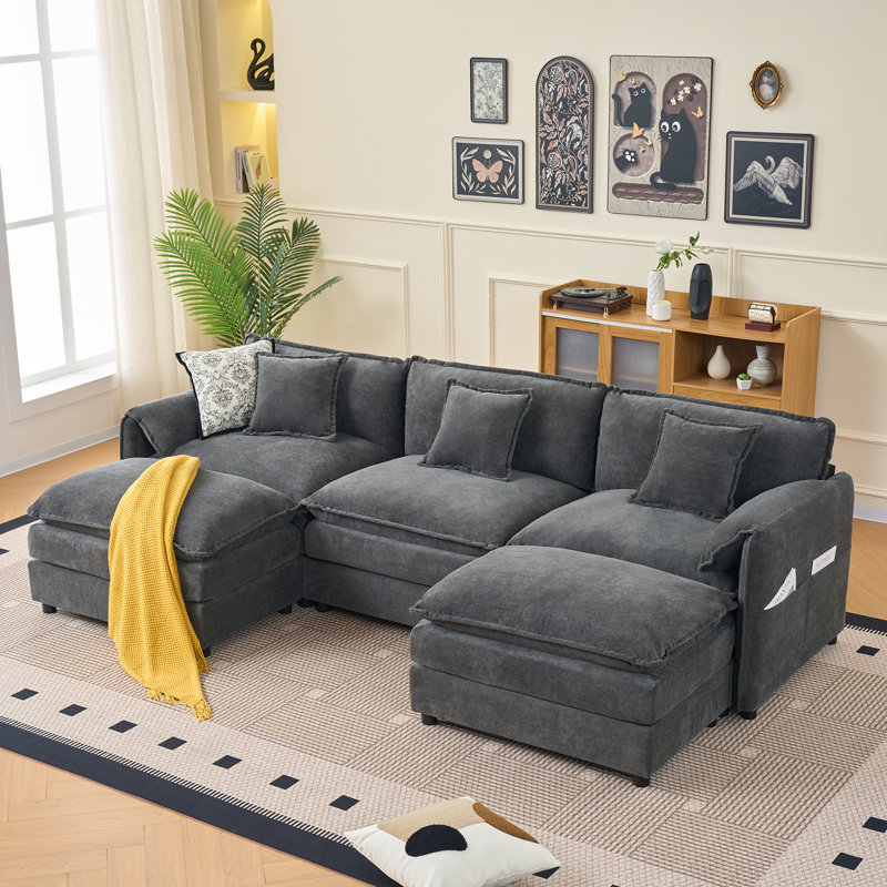 Comfortable Modular Sectionals, Chenille Oversized U-shaped Sofa For Home
