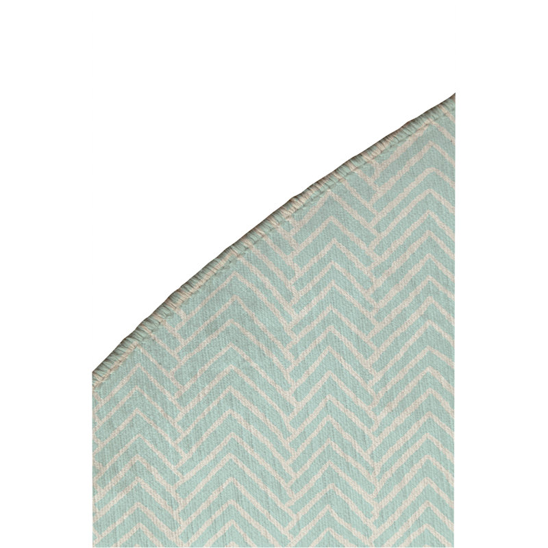 Chevron Block Non-Slip Outdoor Rug, Round 5'