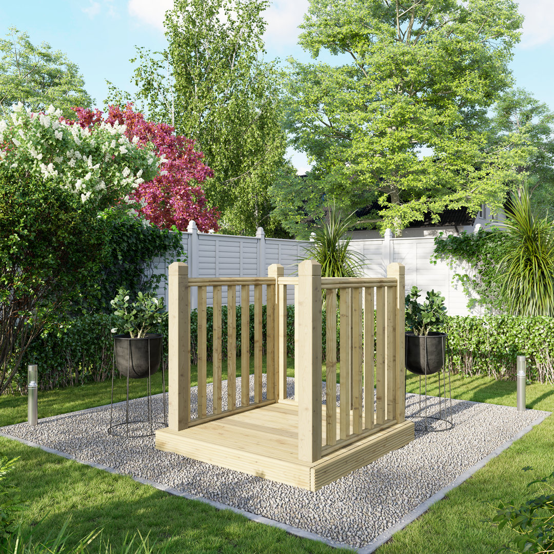 Powersheds 4 x 4ft Timber Decking Kit - Brown - With Handrails On 3 Sides - Image 3