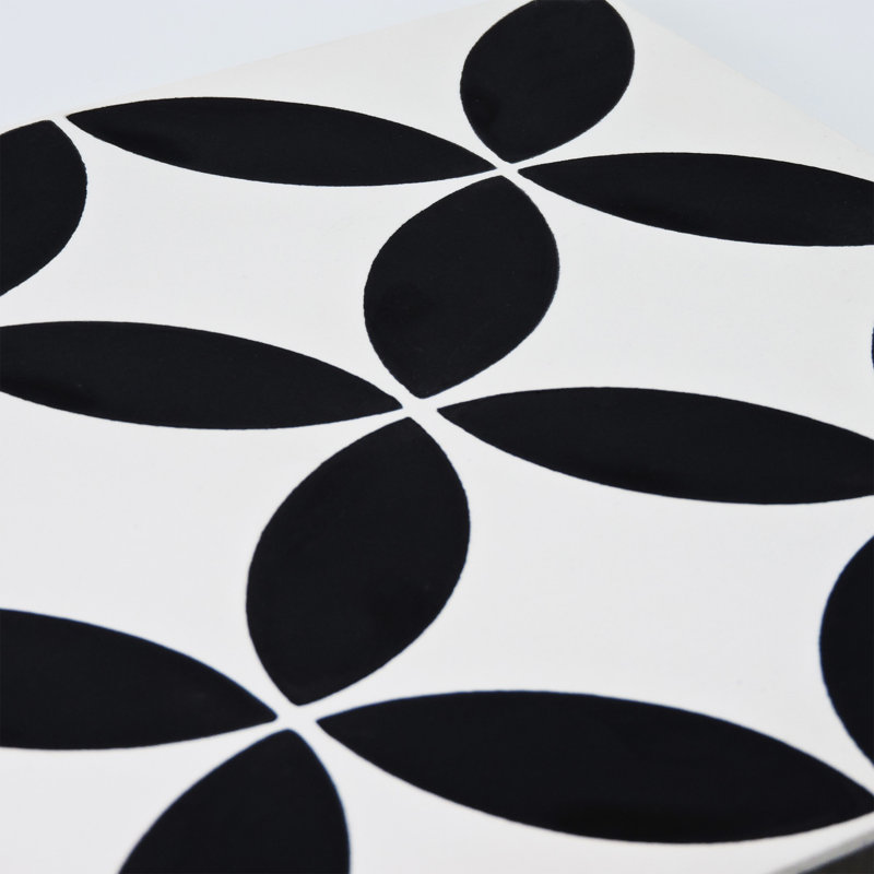 Carreau de mur et de sol à motif ciment 8 po x 8 po Amlo, Blanc / Noir