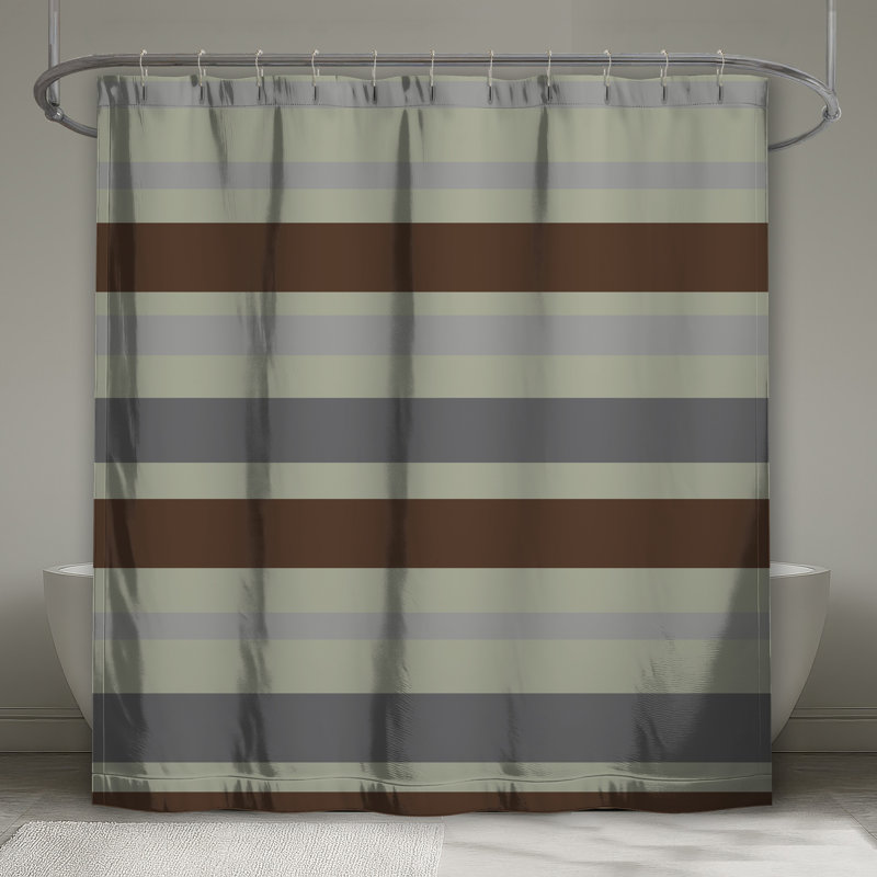 Rideaux de douche à rayures brun-gris très long, L 70 po x H 72 po