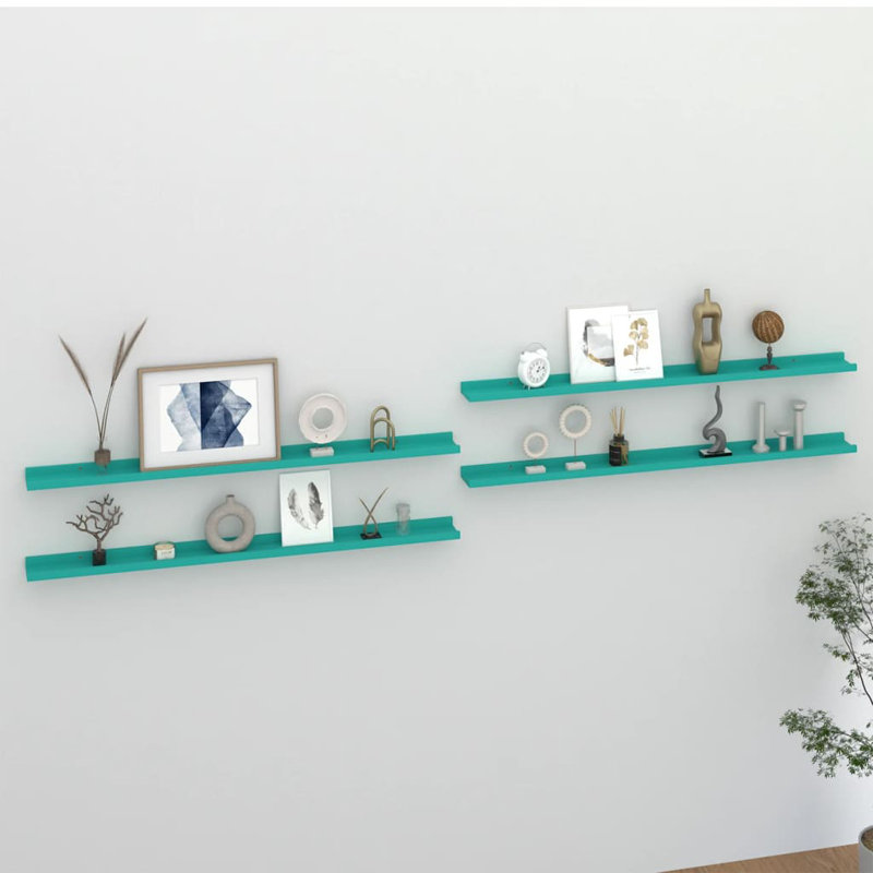 Gracelinn 4 Piece Floating Shelf, 3cm H x 115cm W x 9cm D, White/Sonoma Oak