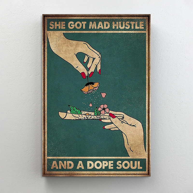 «She Got Mad Hustle and a Dope Soul Rolling Blunts», impression panoramique sur toile tendue, H 20 po x l 16 po x P 1,25 po
